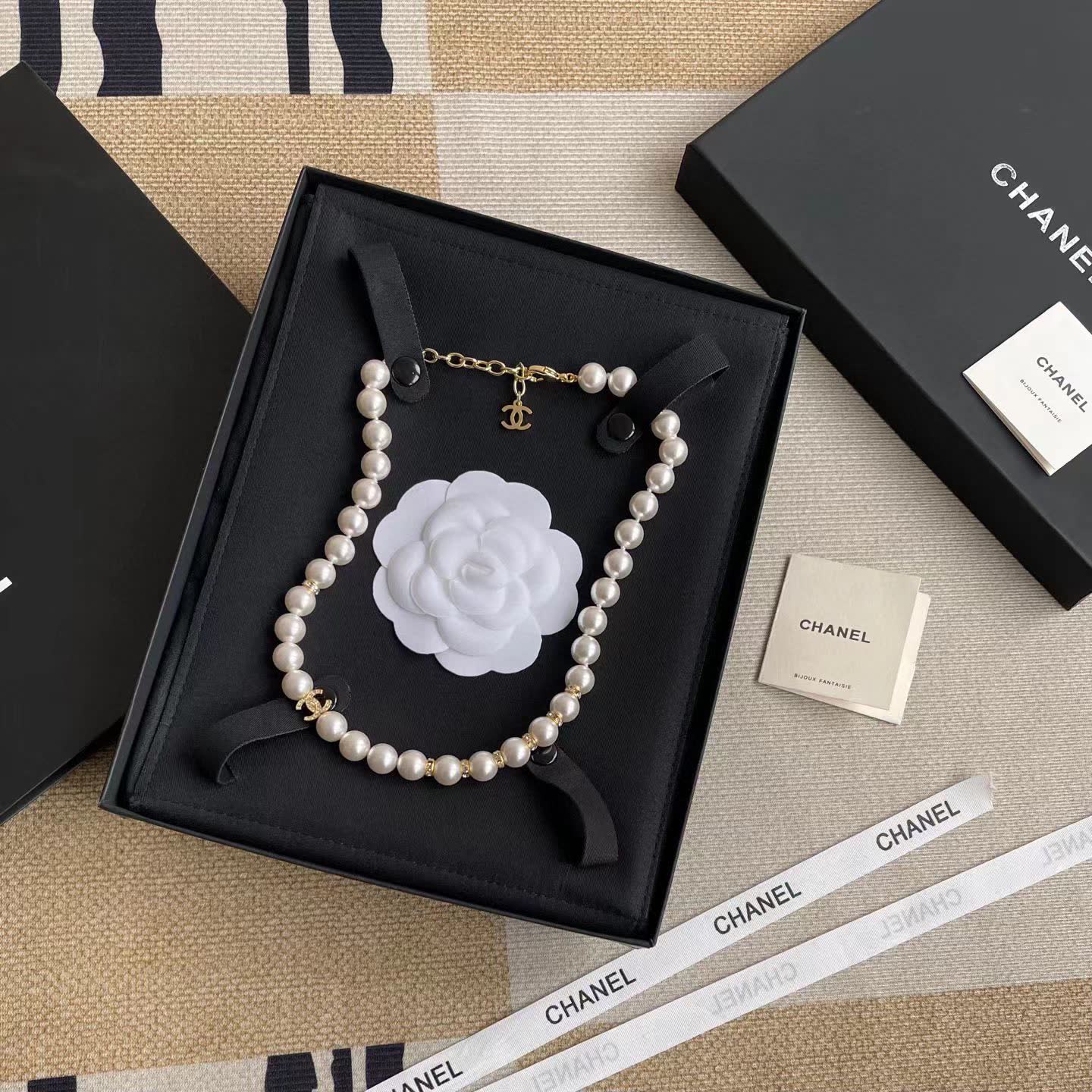 Chanel Pearl Necklace and Bracelet Set