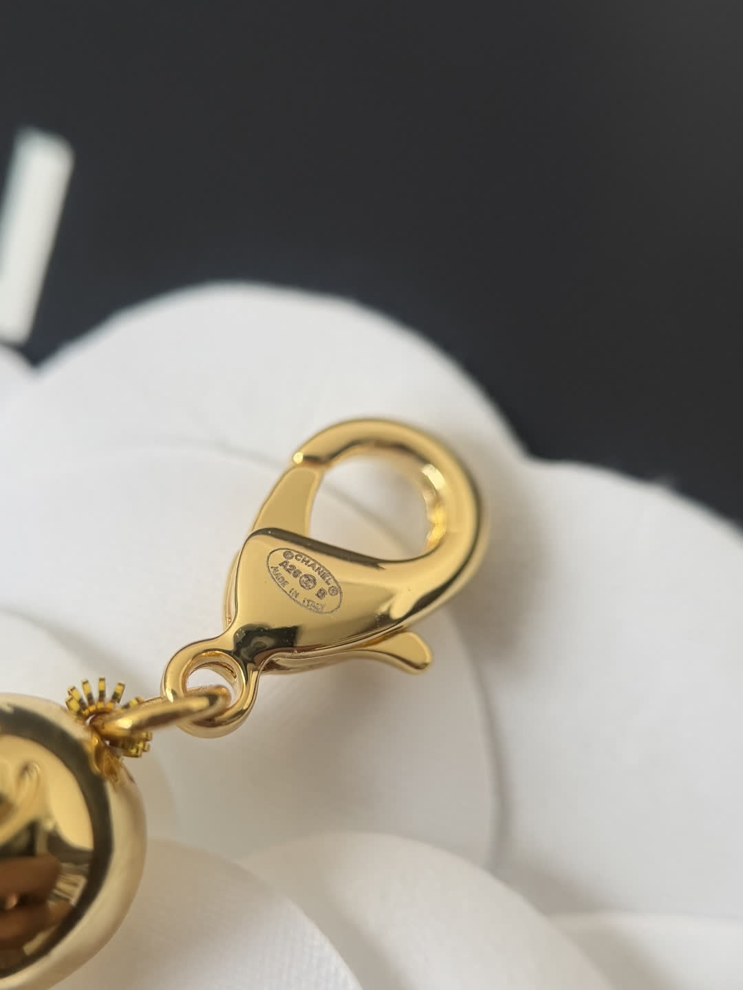 Chanel Black Bead Necklace with Gold CC Logo