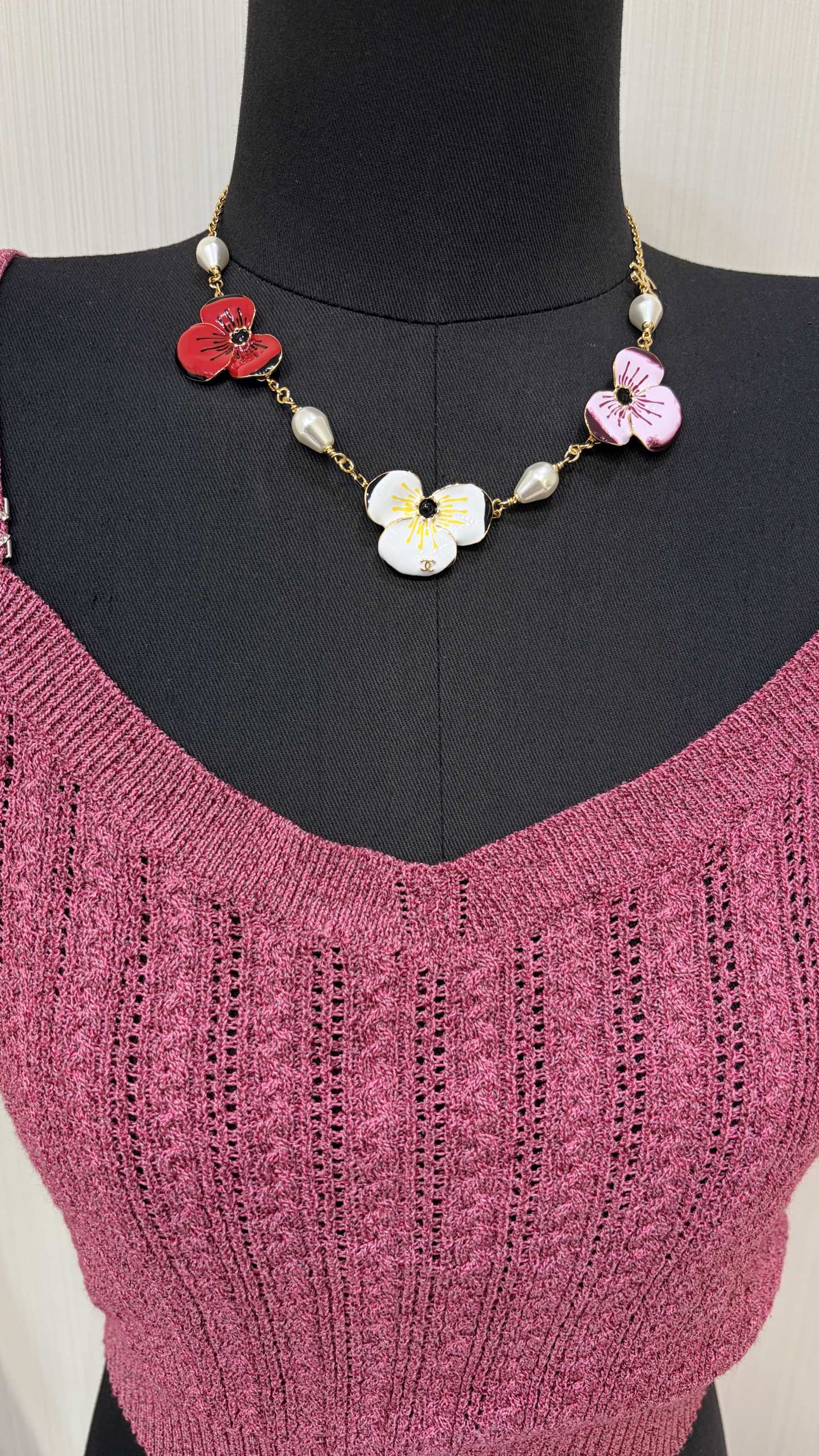 Chanel Pink Flower Necklace