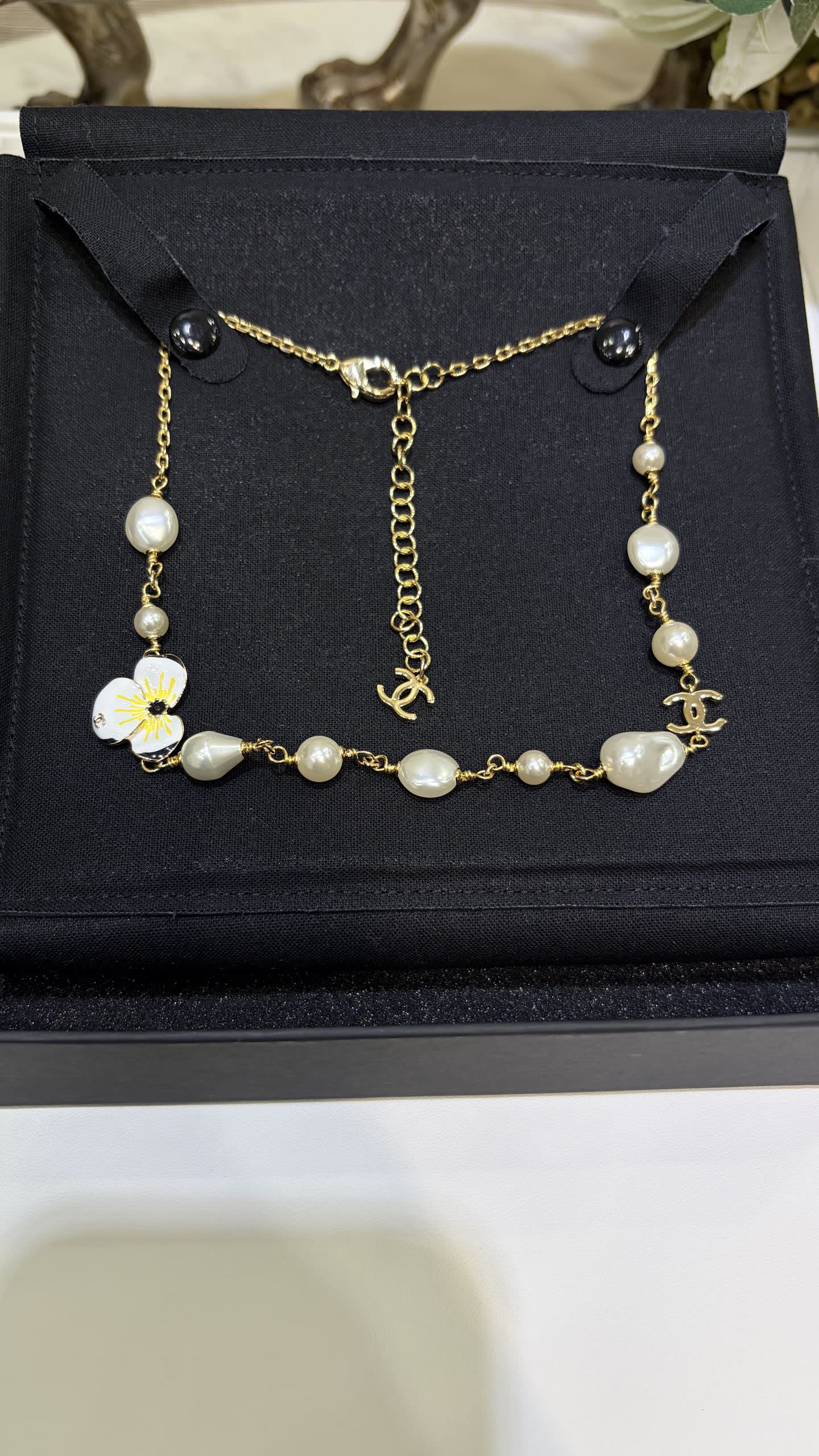Chanel Pearl and Flower Necklace