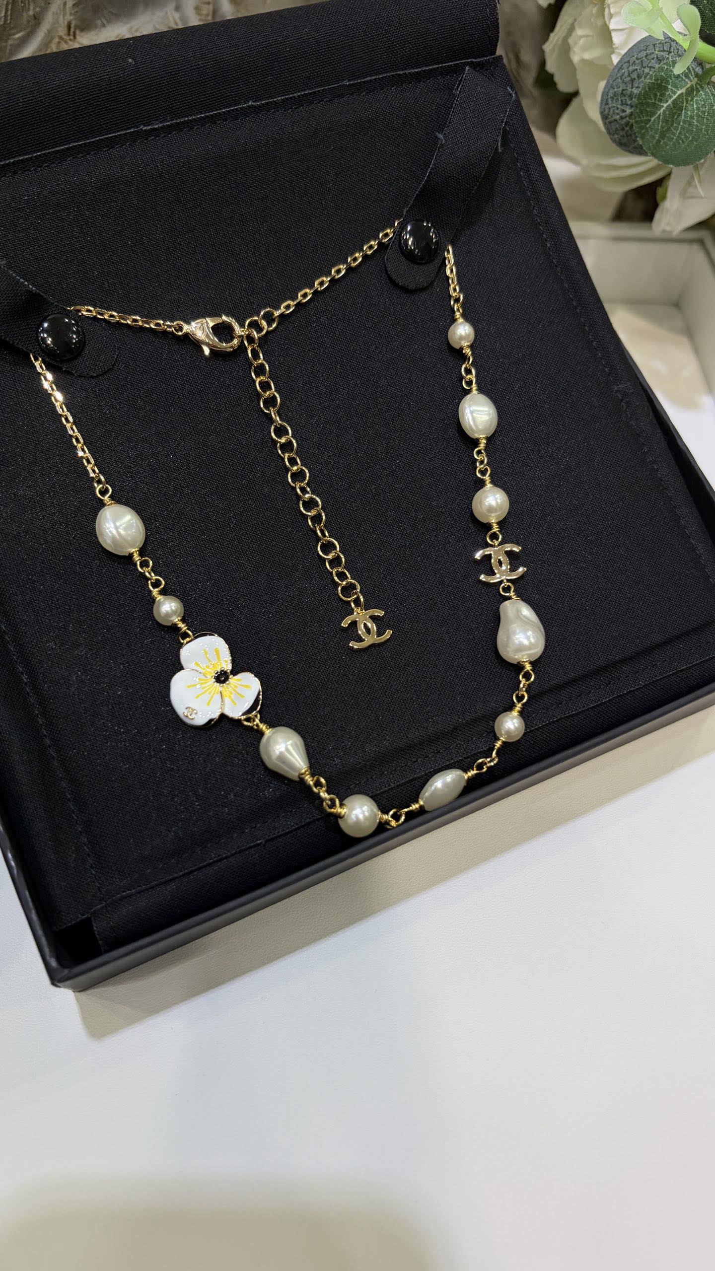 Chanel Pearl and Flower Necklace