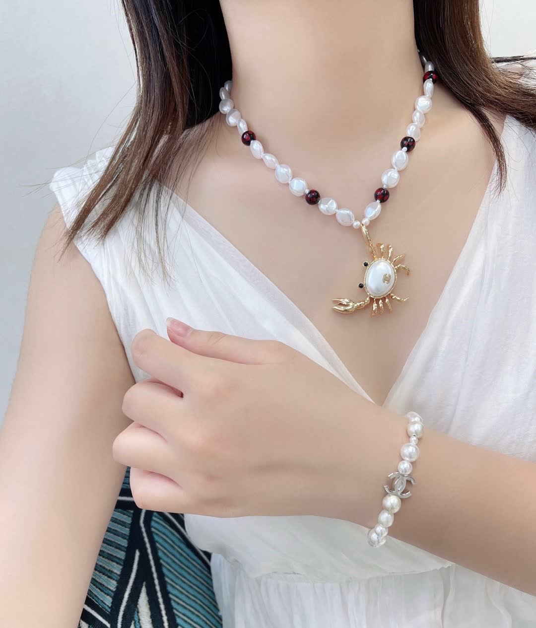 Chanel Pearl Bracelet and Necklace Set
