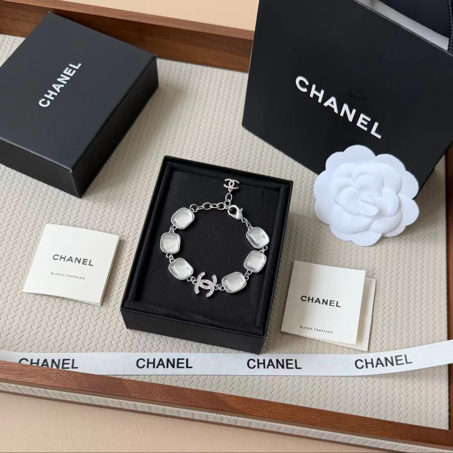 Chanel CC Logo Bracelet and Necklace Set