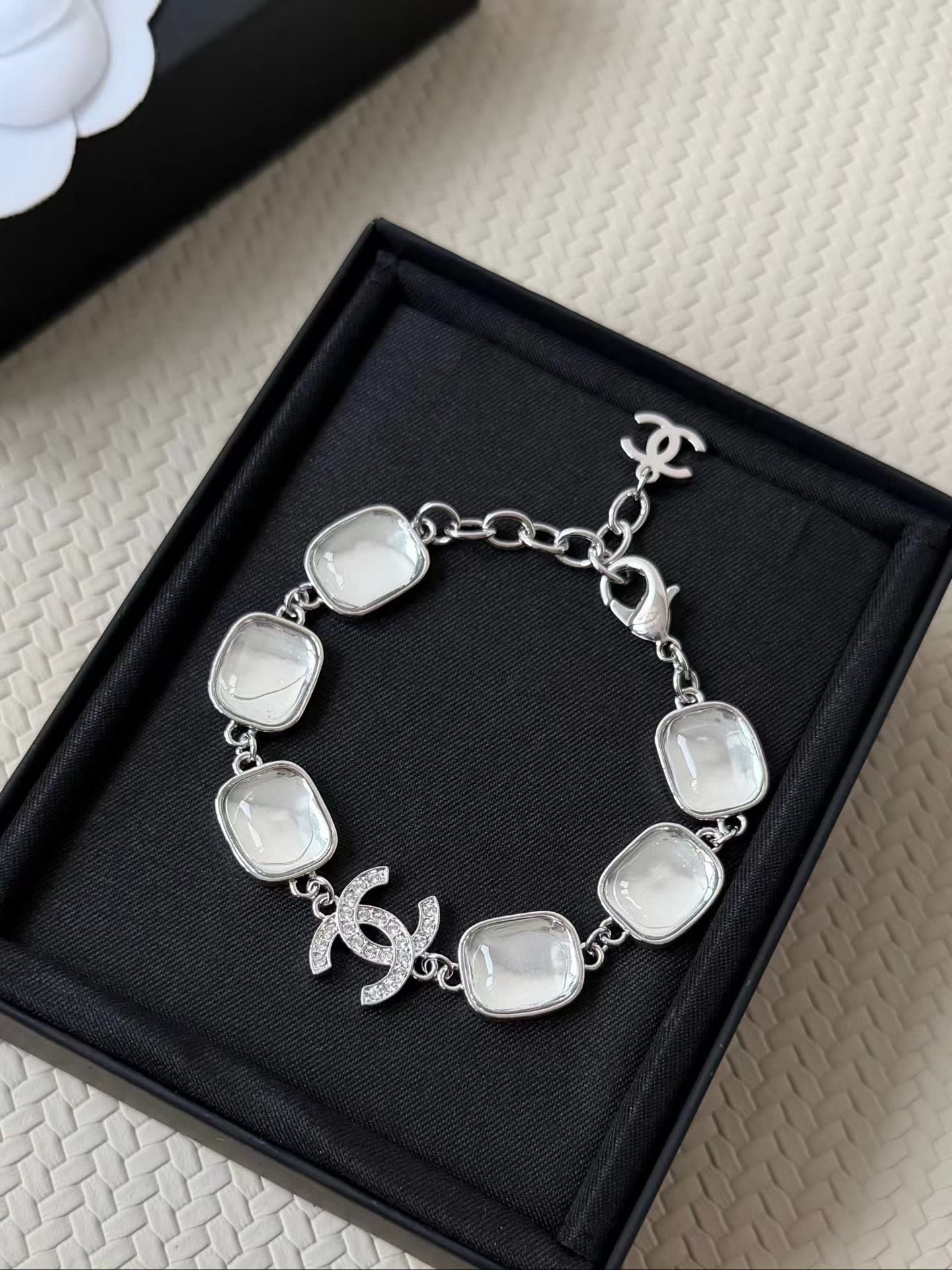 Chanel CC Logo Bracelet and Necklace Set