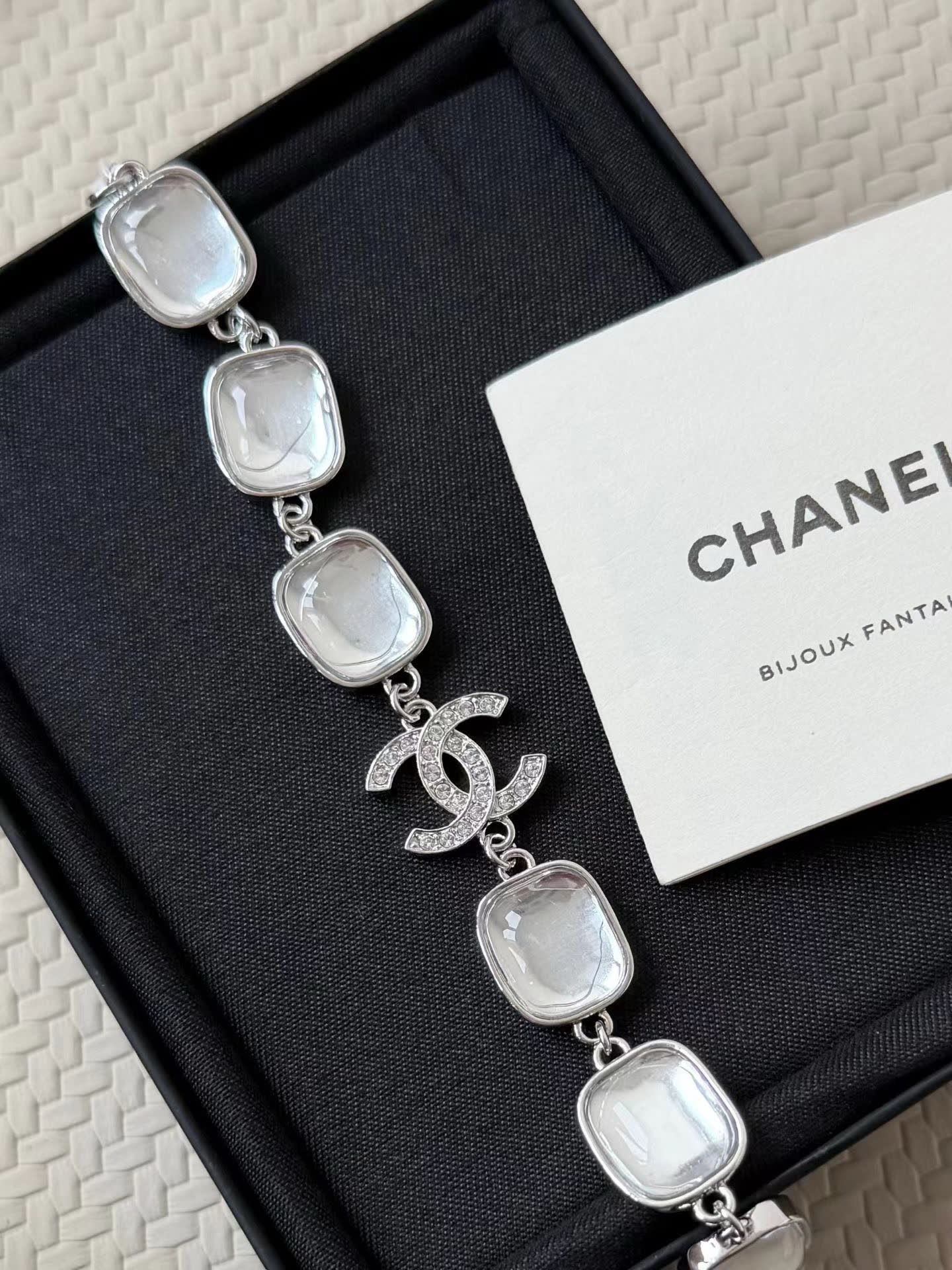 Chanel CC Logo Bracelet and Necklace Set