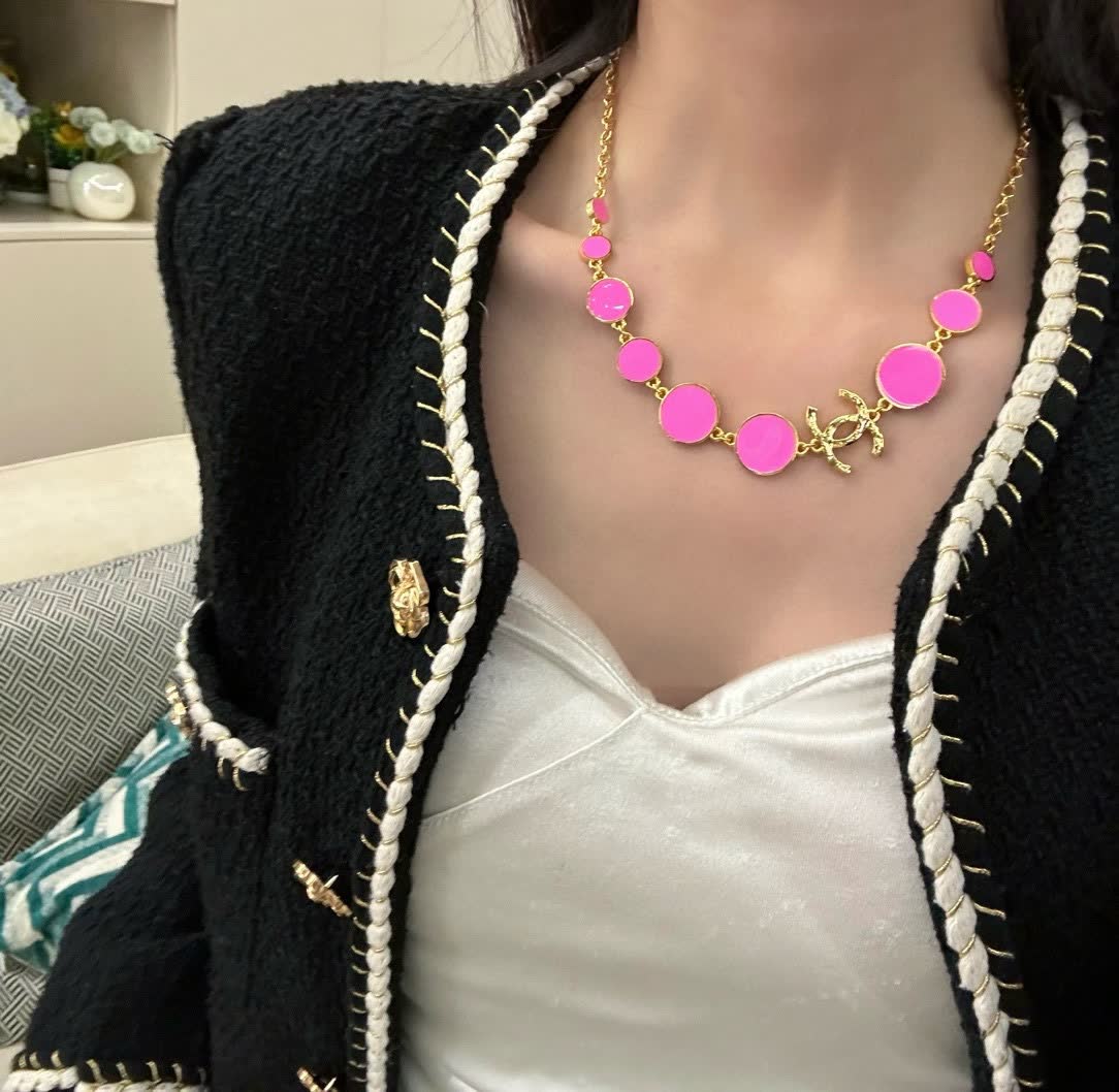 Chanel Pink Stone Necklace