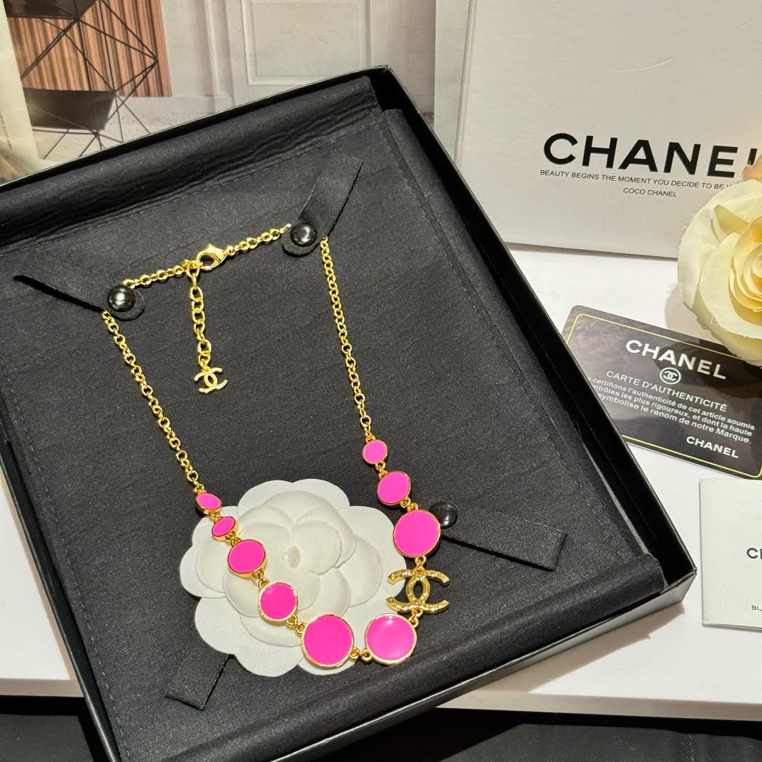 Chanel Pink Stone Necklace