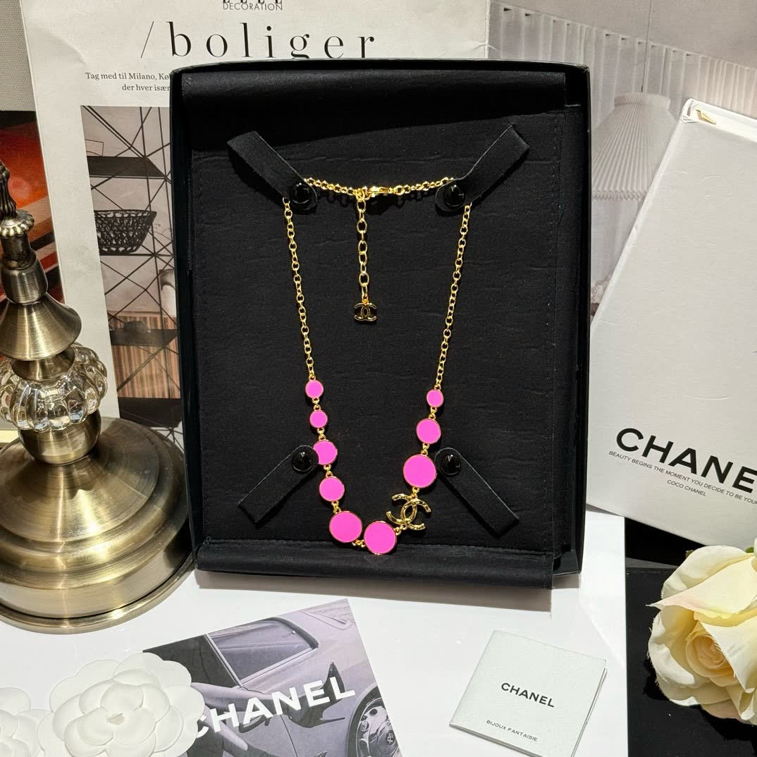 Chanel Pink Stone Necklace