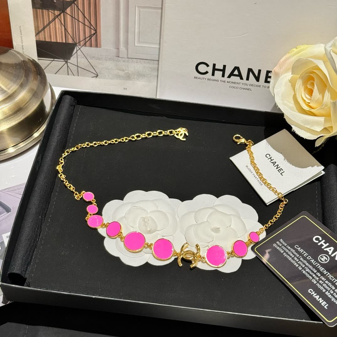 Chanel Pink Stone Necklace