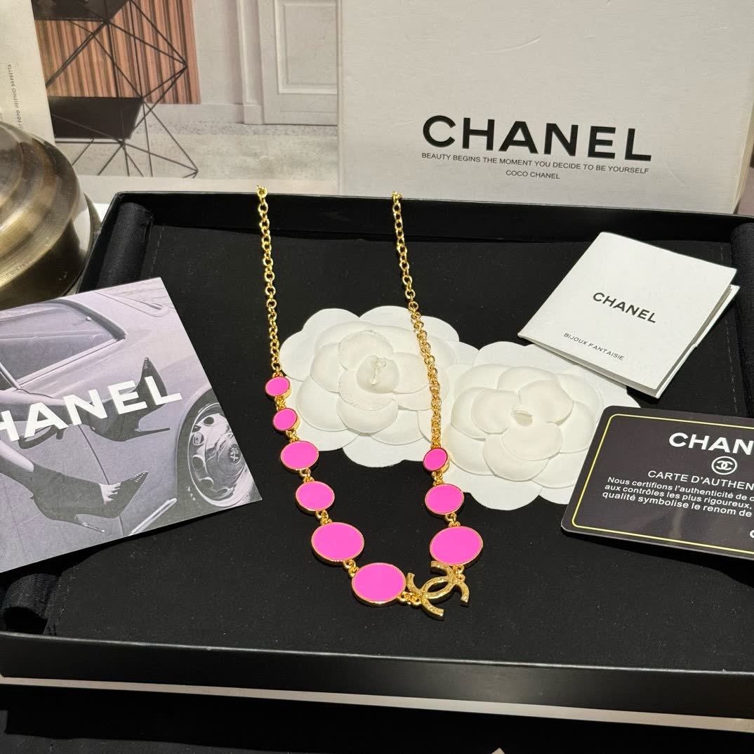 Chanel Pink Stone Necklace