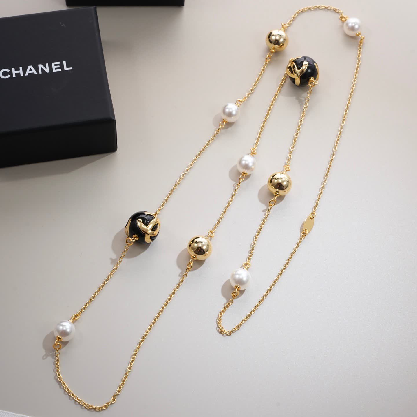 Chanel Pearl and Gold Chain Necklace