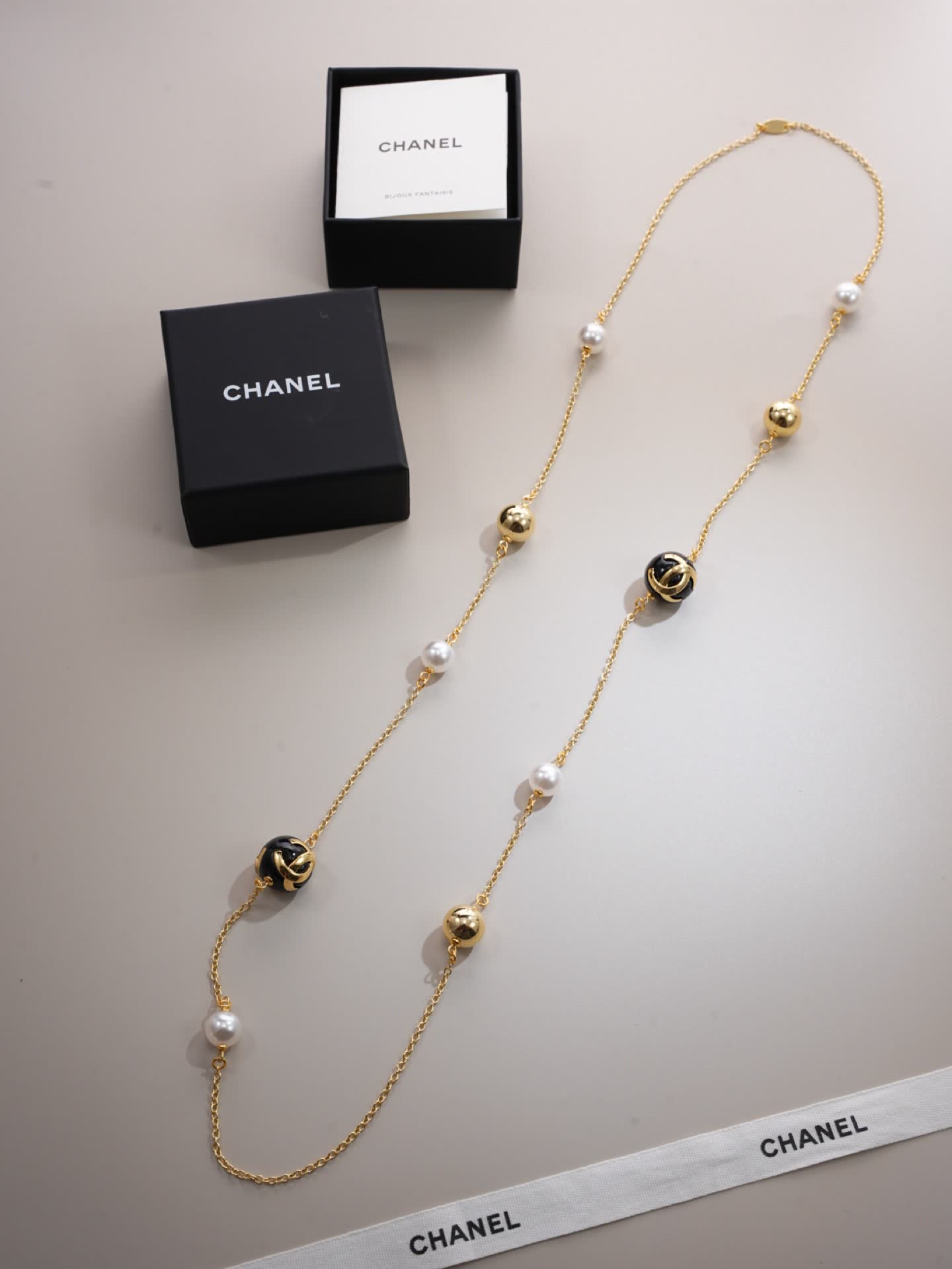 Chanel Pearl and Gold Chain Necklace