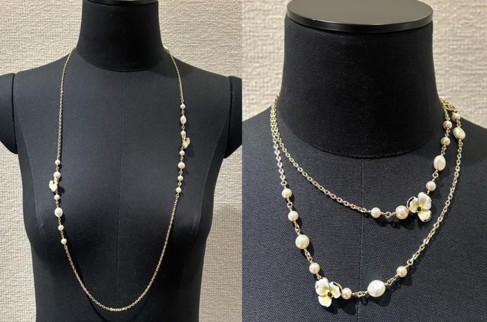 Chanel Pearl and Flower Chain Necklace