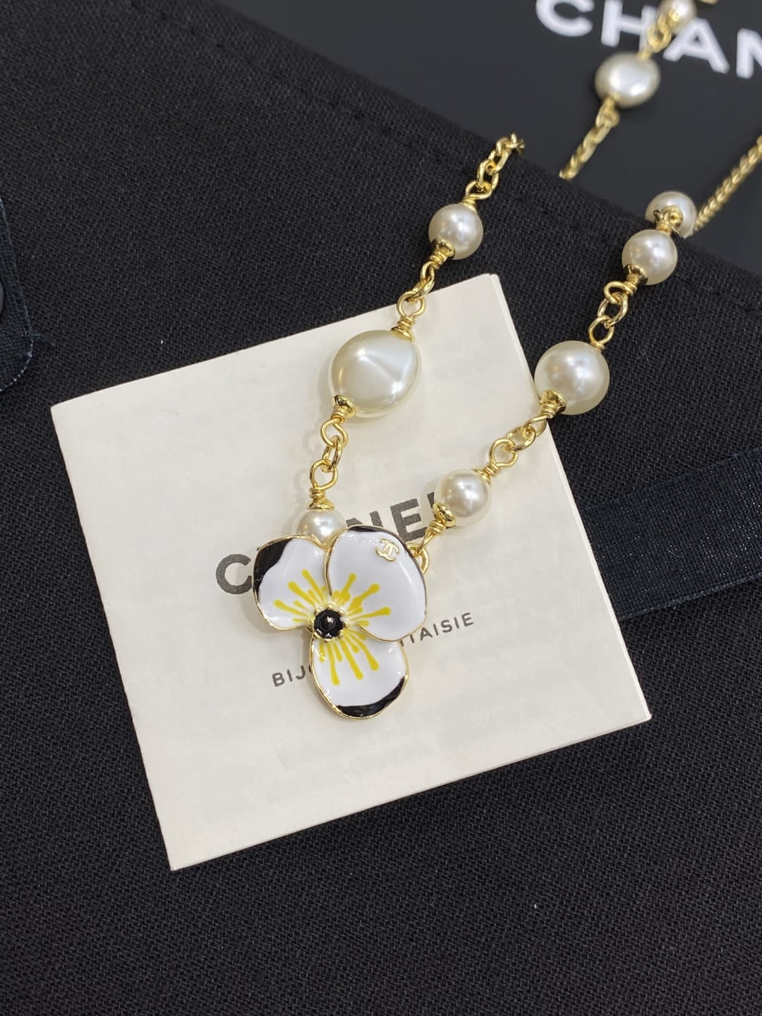 Chanel Pearl and Flower Chain Necklace