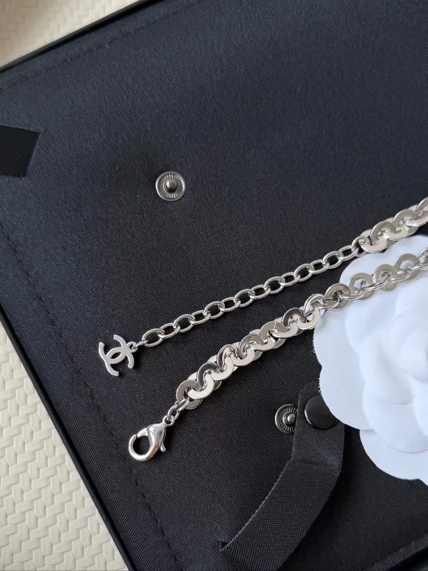 Chanel CC Logo Chain Necklace with Gemstones