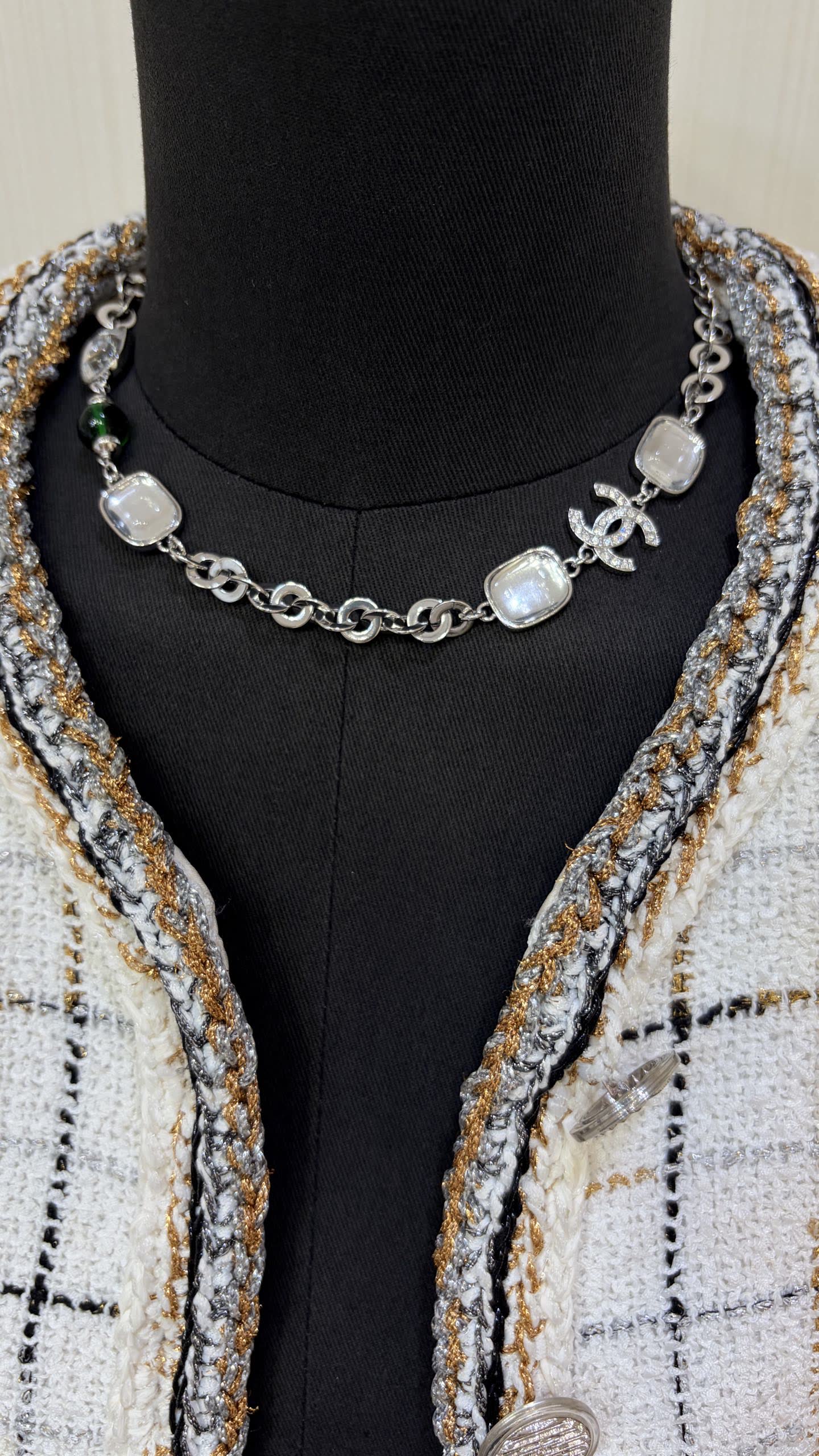 Chanel CC Logo and Crystal Necklace Chanel CC Logo and Crystal Necklace
