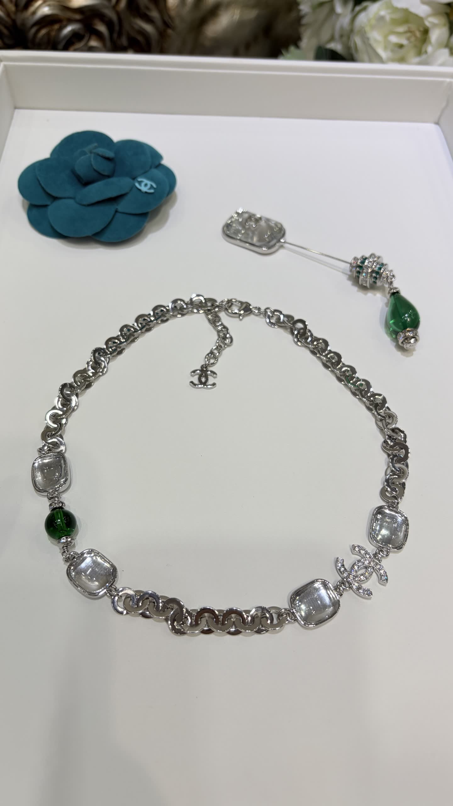 Chanel CC Logo and Crystal Necklace