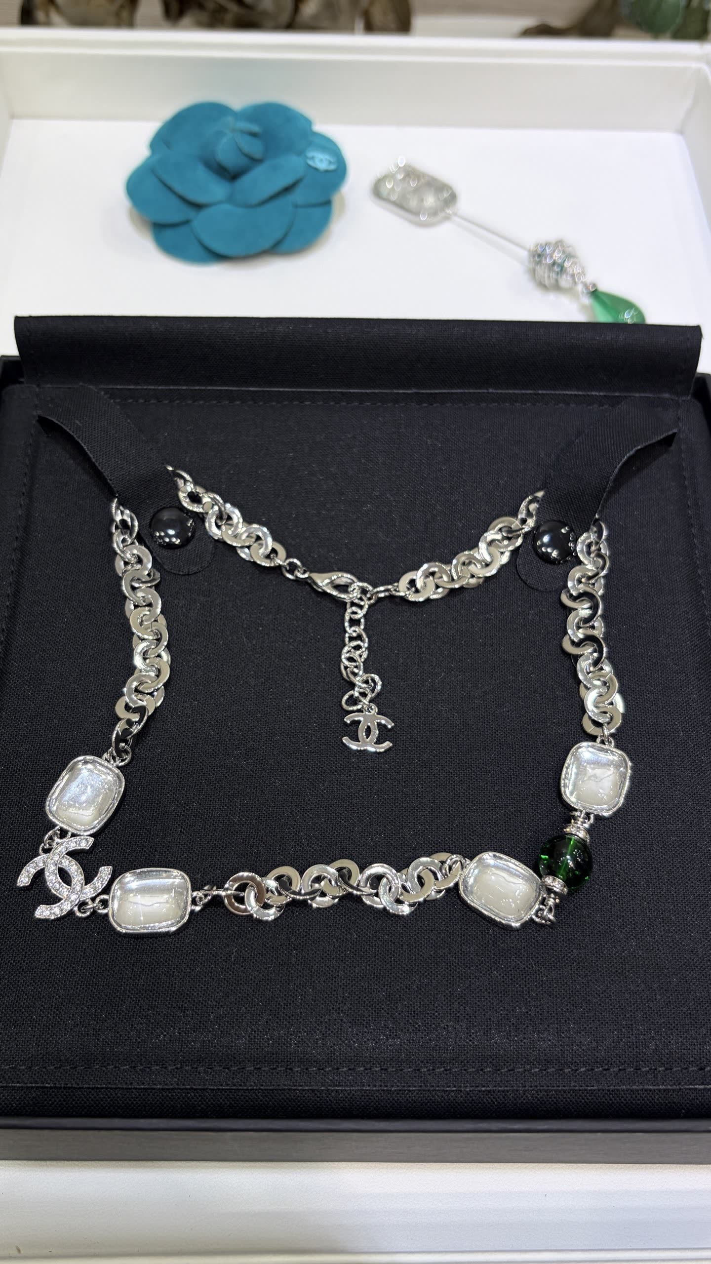 Chanel CC Logo and Crystal Necklace