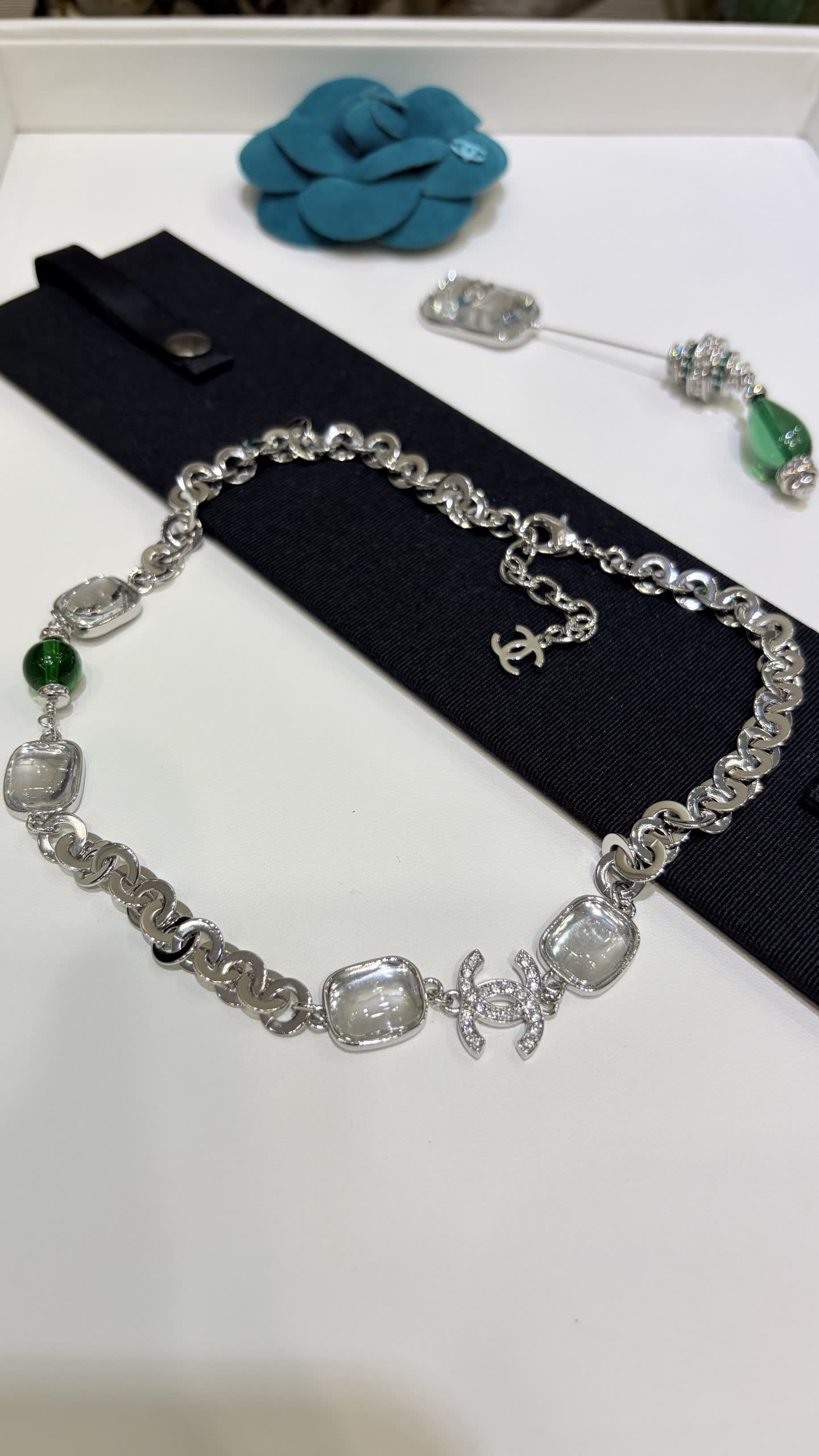 Chanel CC Logo and Crystal Necklace