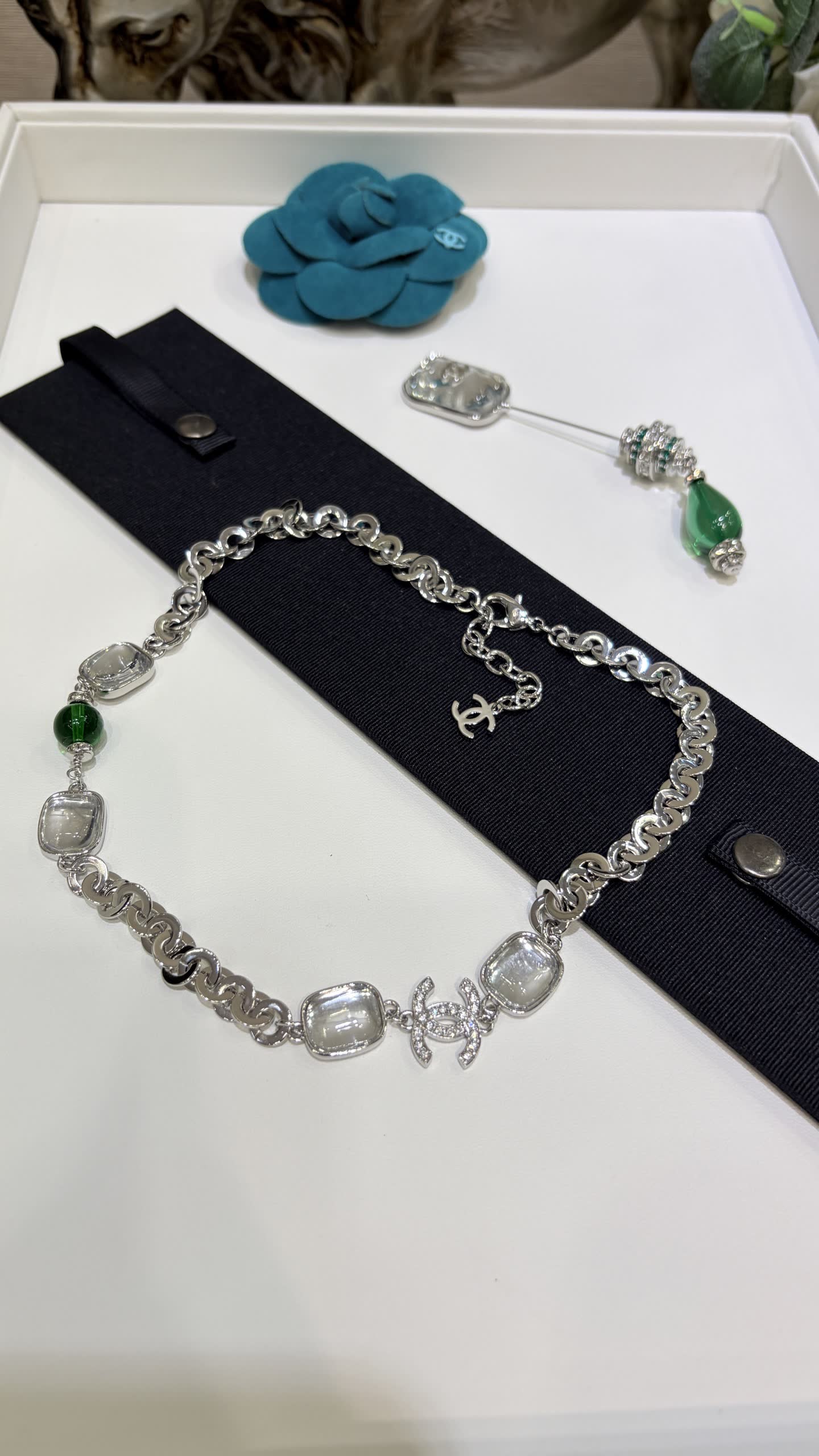 Chanel CC Logo and Crystal Necklace