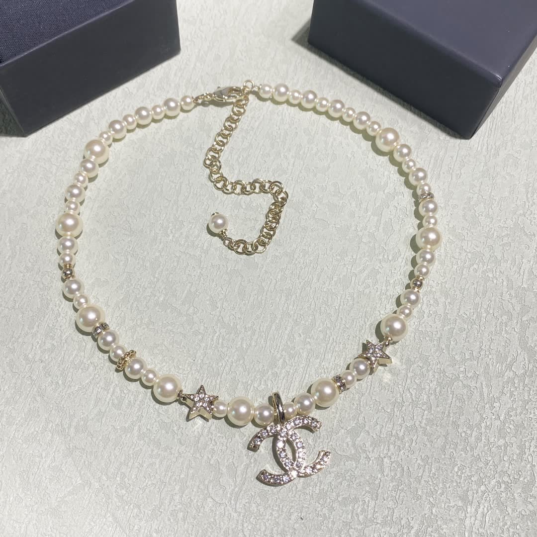 Chanel Pearl Necklace with CC Pendant