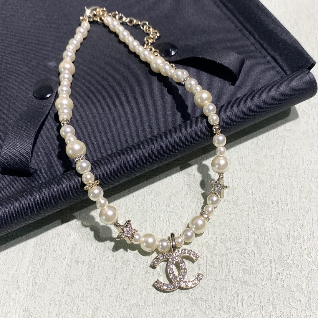 Chanel Pearl Necklace with CC Pendant