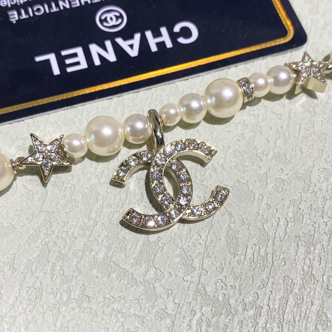Chanel Pearl Necklace with CC Pendant
