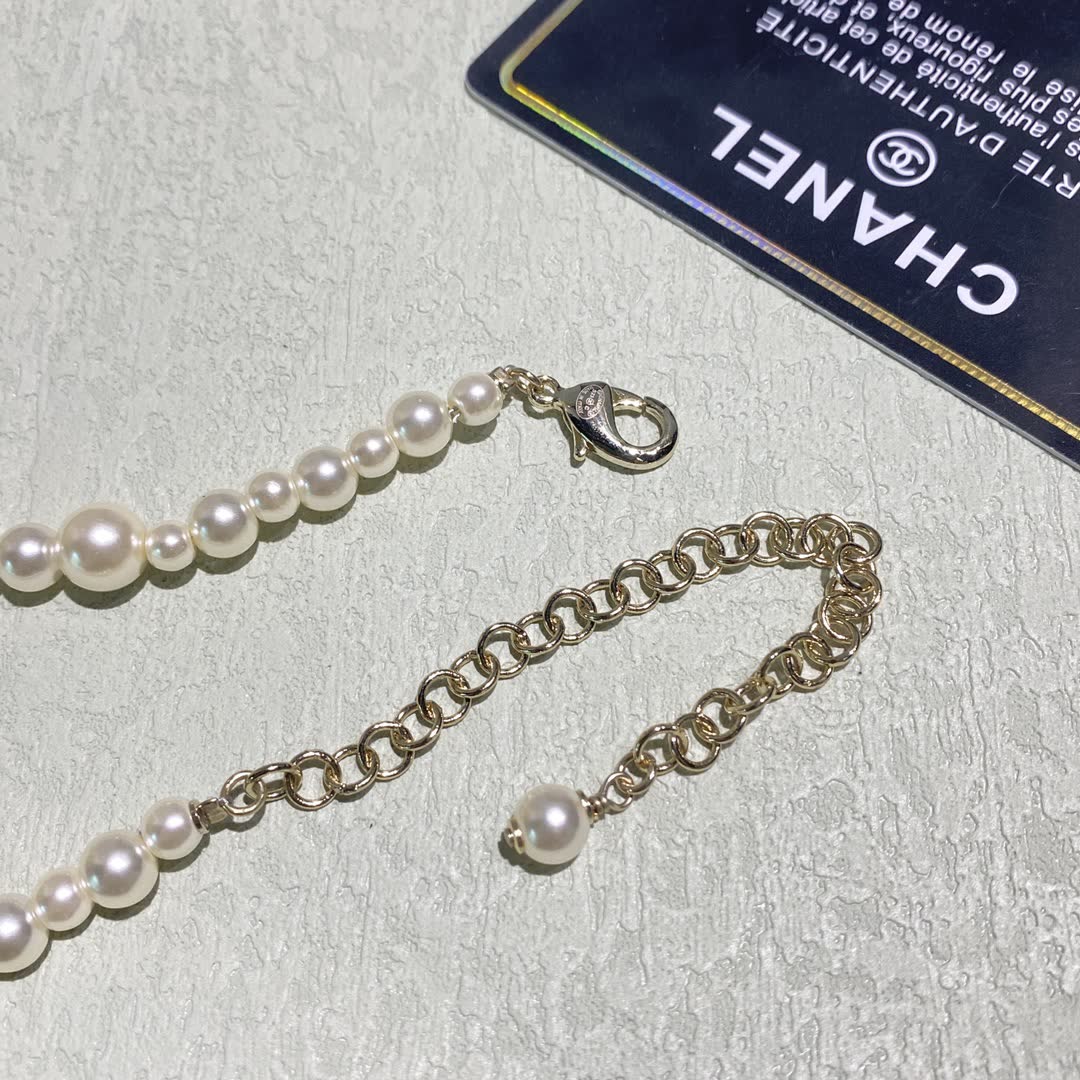 Chanel Pearl Necklace with CC Pendant