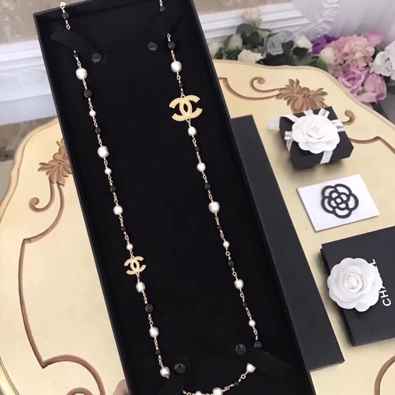 Chanel Pearl and CC Logo Necklace
