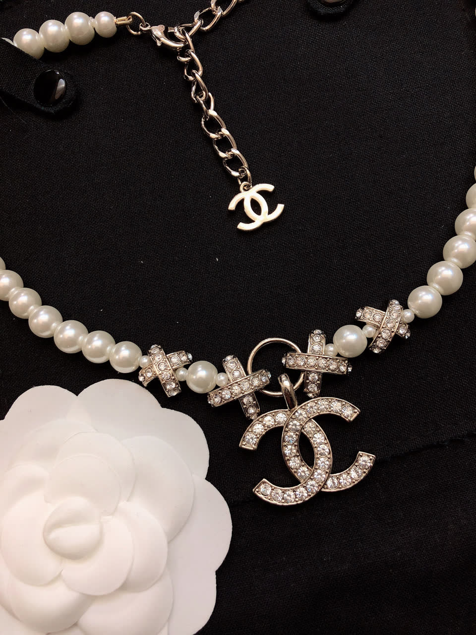 Chanel Pearl Necklace with CC Pendant