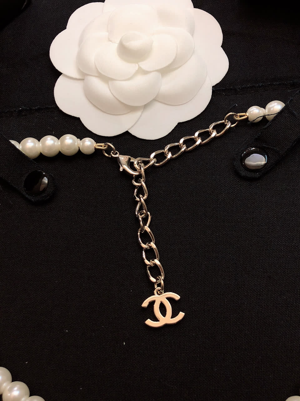 Chanel Pearl Necklace with CC Pendant