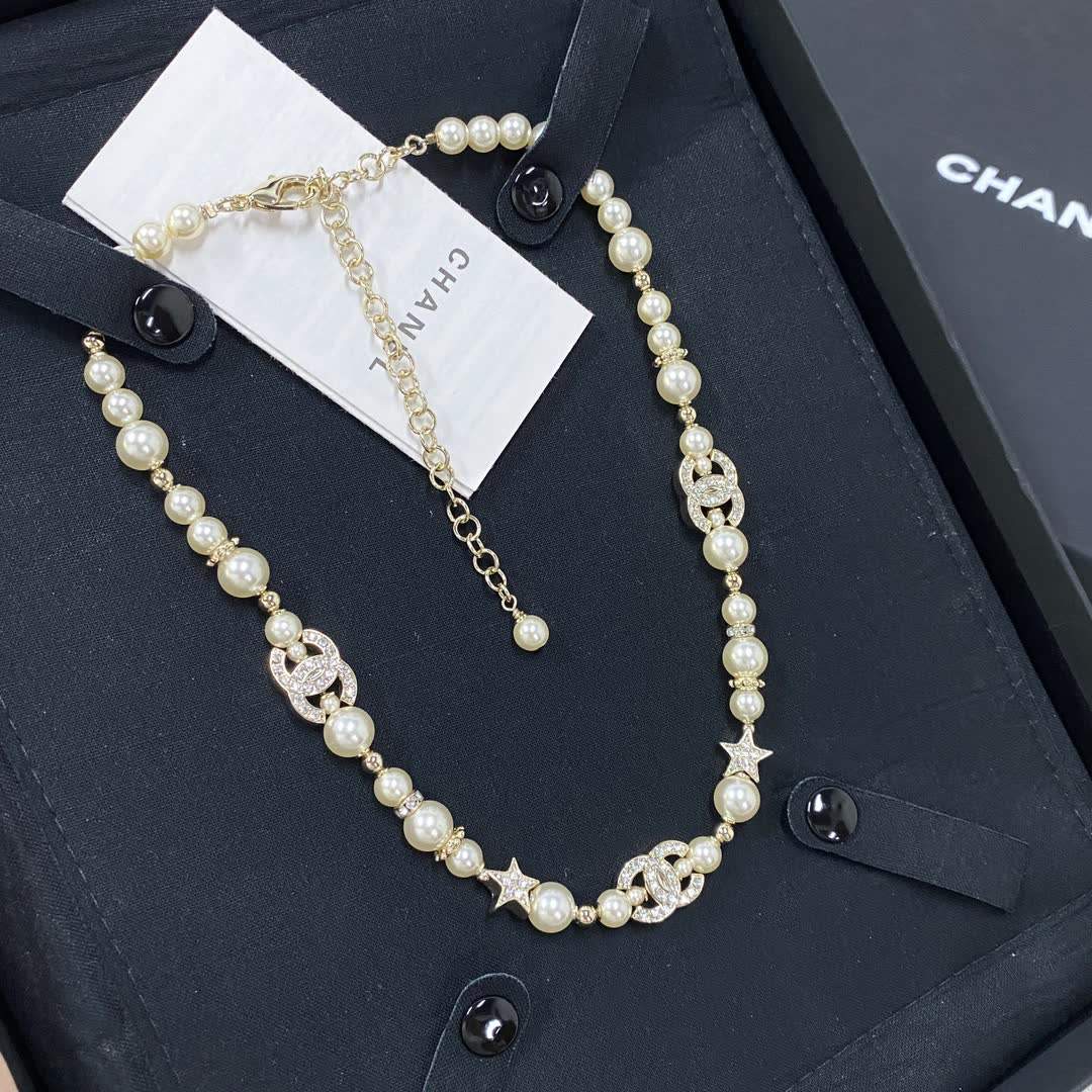 Chanel Pearl and Crystal Necklace