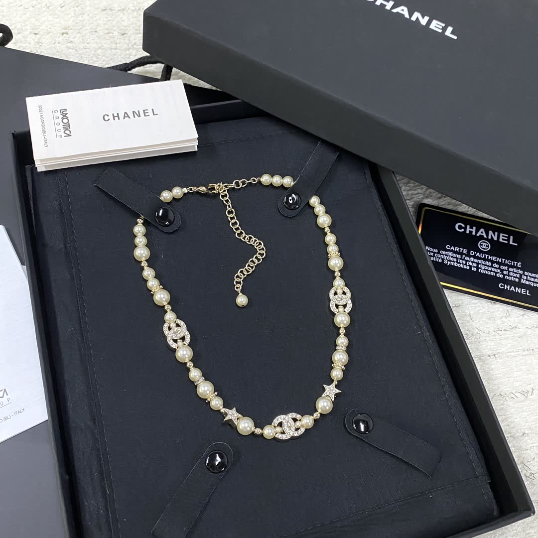 Chanel Pearl and Crystal Necklace