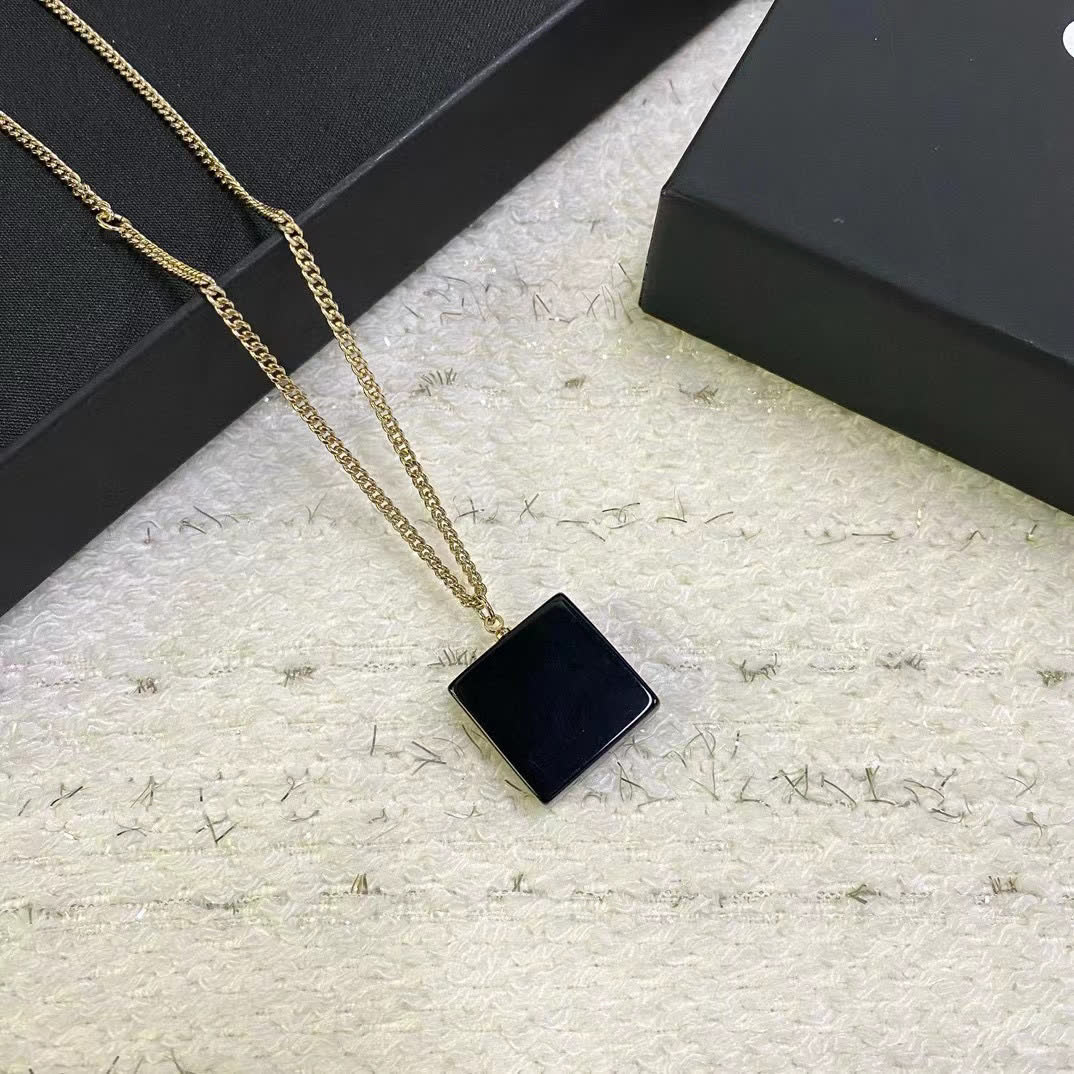 Chanel Square Crystal Pendant Necklace