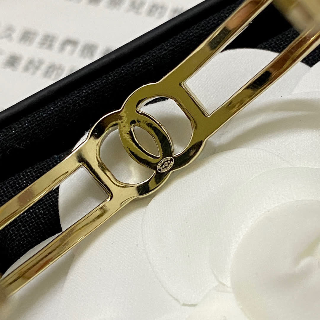 Chanel Bracelet with Interlocking C's and Crystal Detail