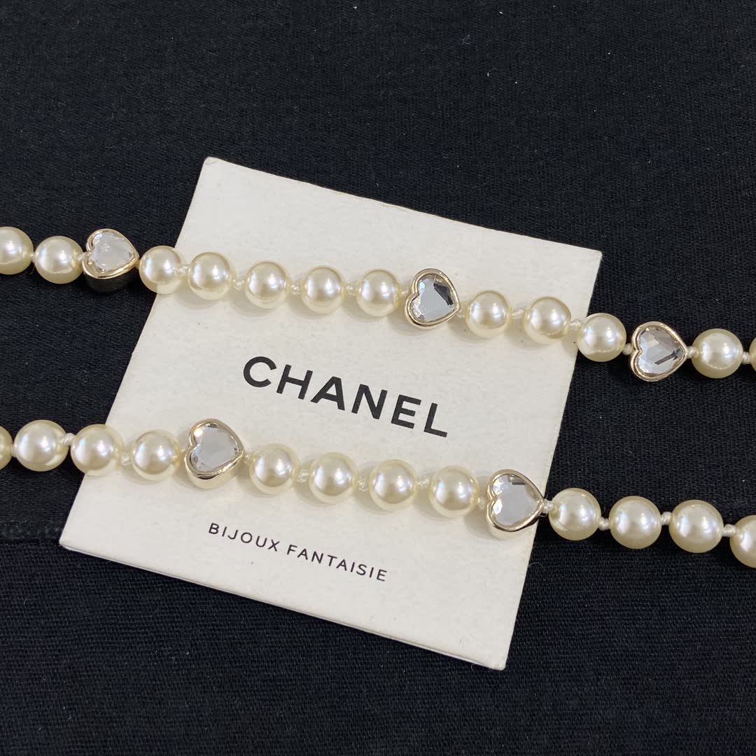 Chanel Double-Strand Pearl Necklace with CC Logo