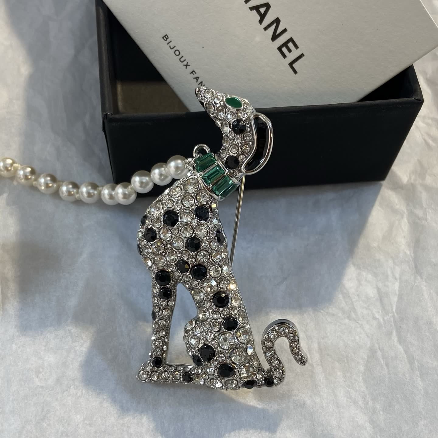 Chanel Pearl and Crystal Dog Necklace Set