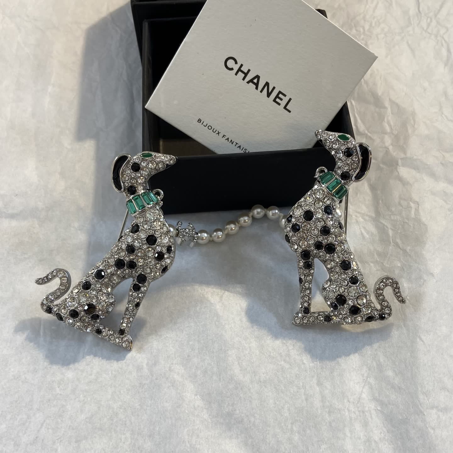 Chanel Pearl and Crystal Dog Necklace Set