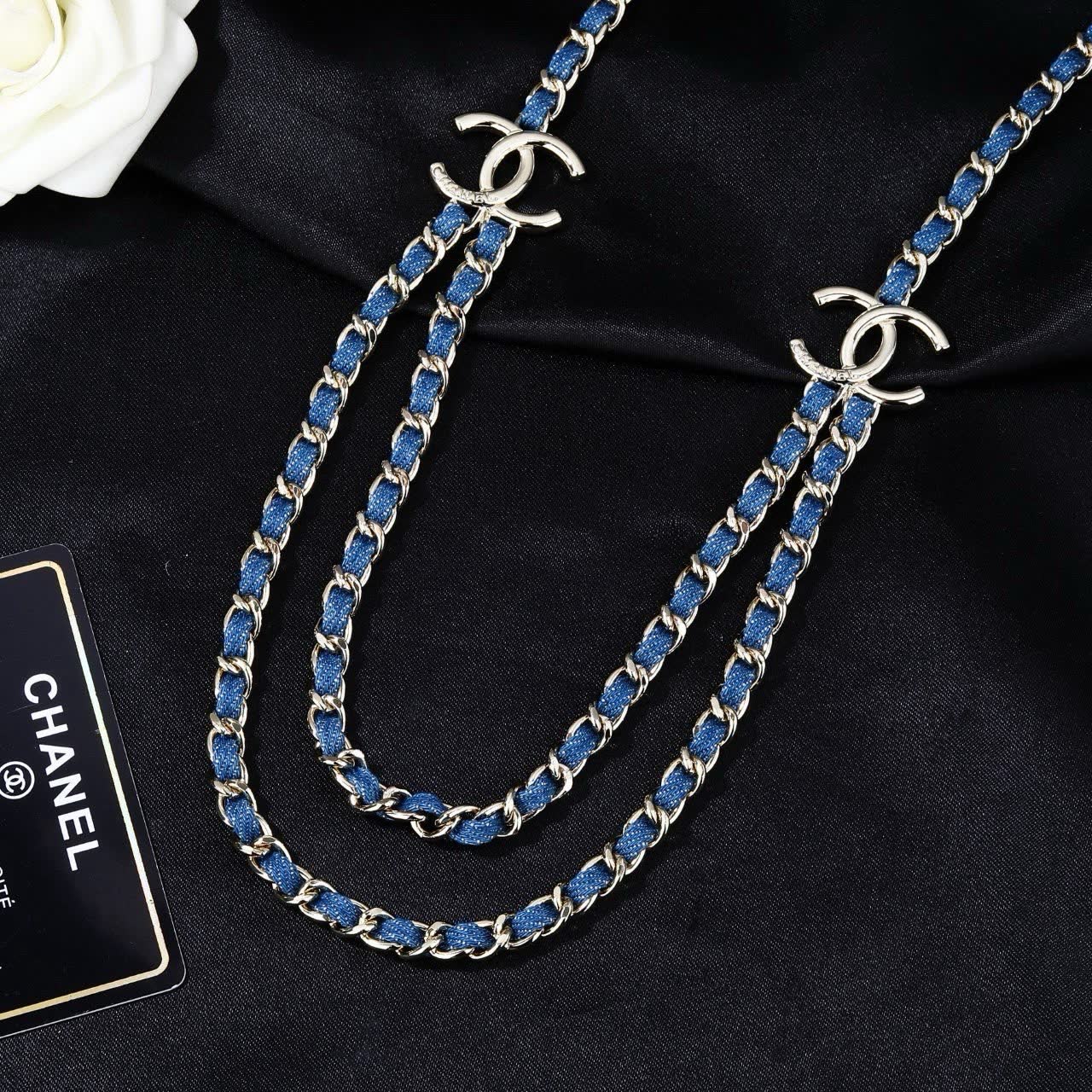 Chanel Blue Chain Necklace Chanel Blue Chain Necklace