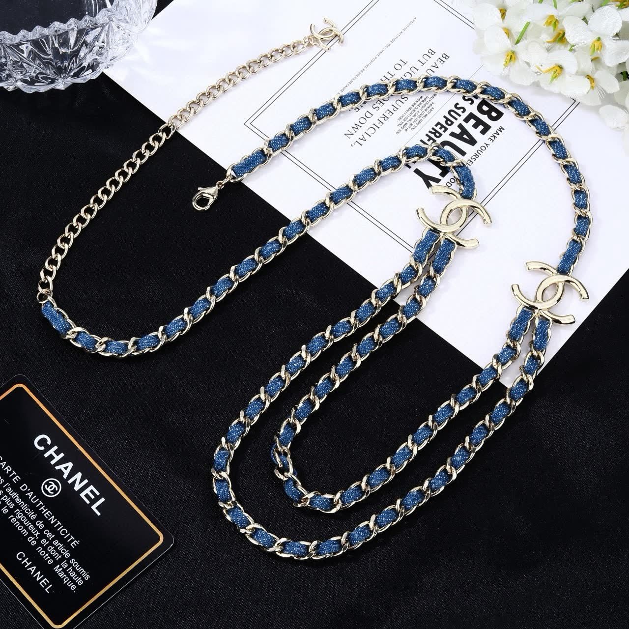 Chanel Blue Chain Necklace