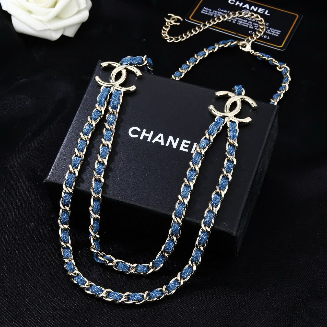 Chanel Blue Chain Necklace