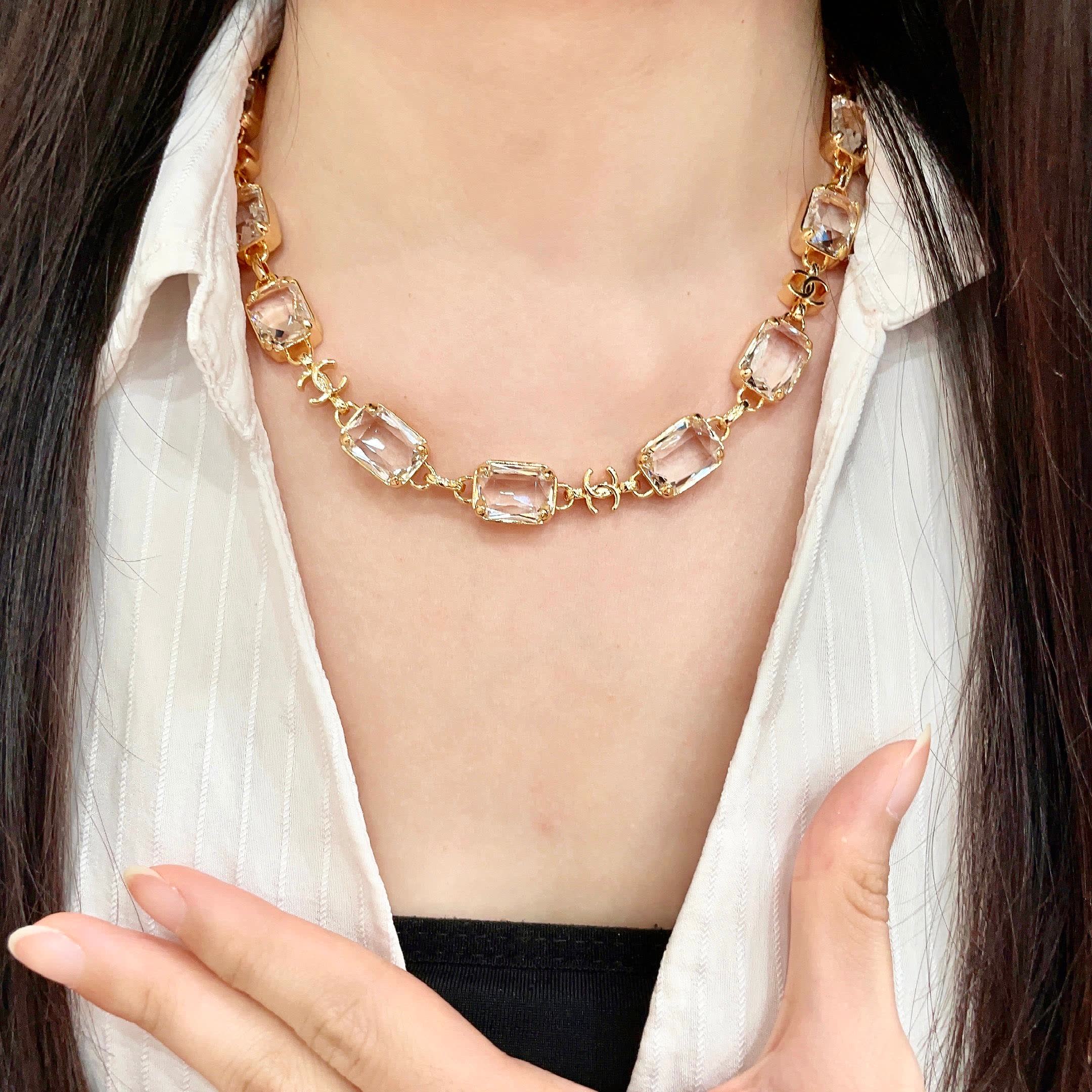 Chanel Pink Crystal Necklace