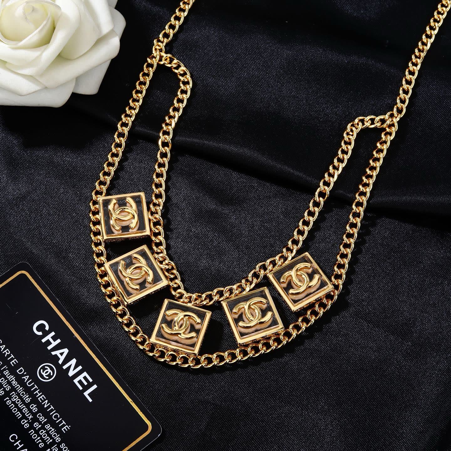 Chanel CC Logo Gold Tone Necklace