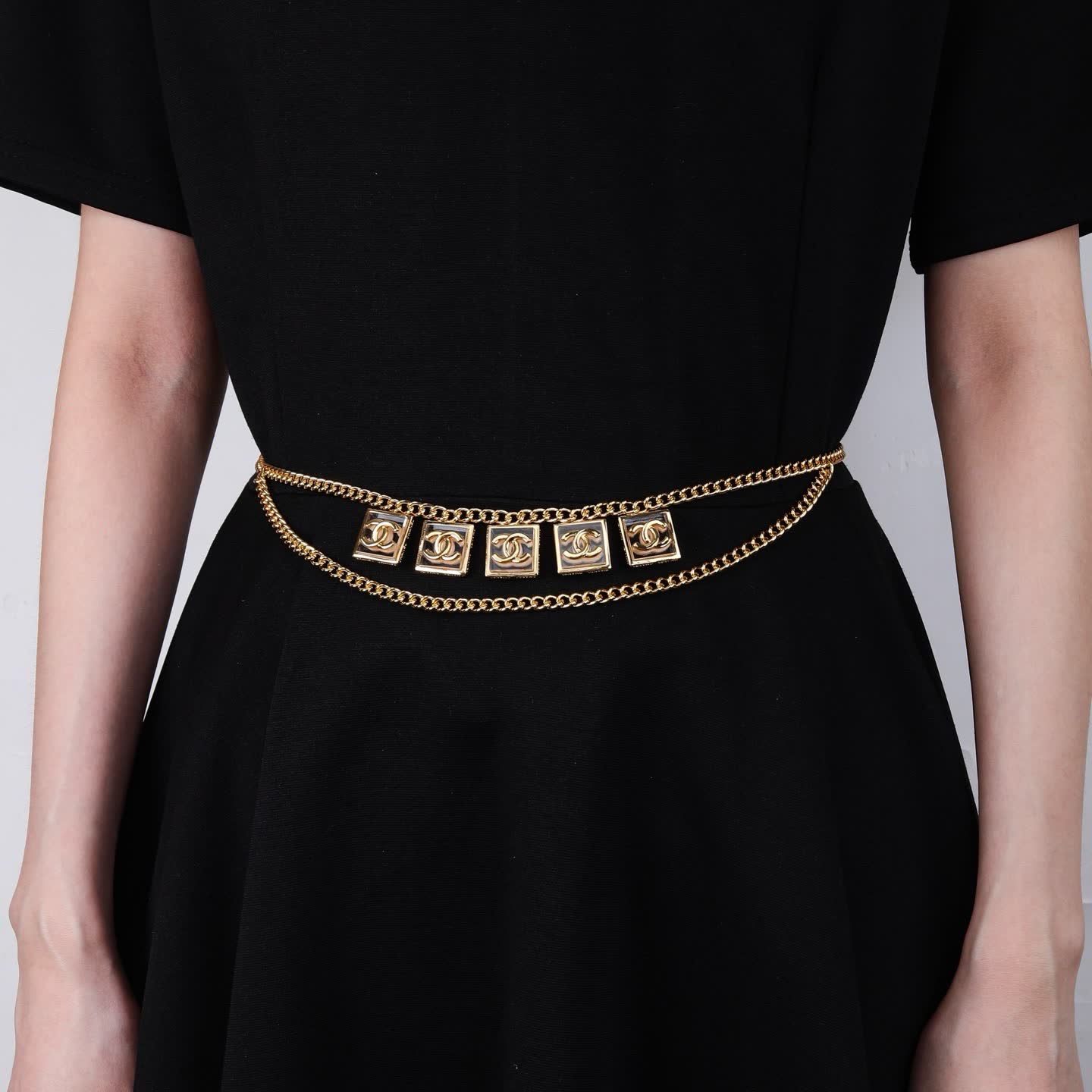 Chanel CC Logo Gold Tone Necklace