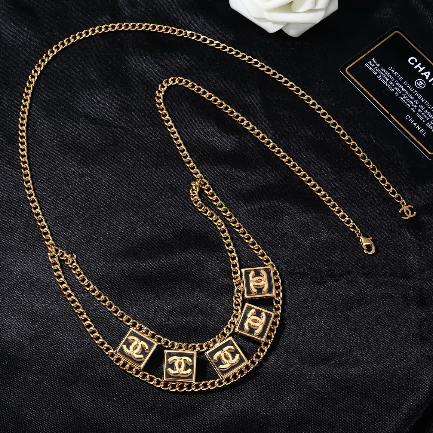 Chanel CC Logo Gold Tone Necklace