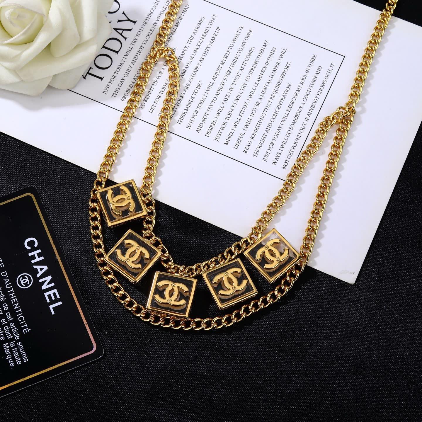 Chanel CC Logo Gold Tone Necklace