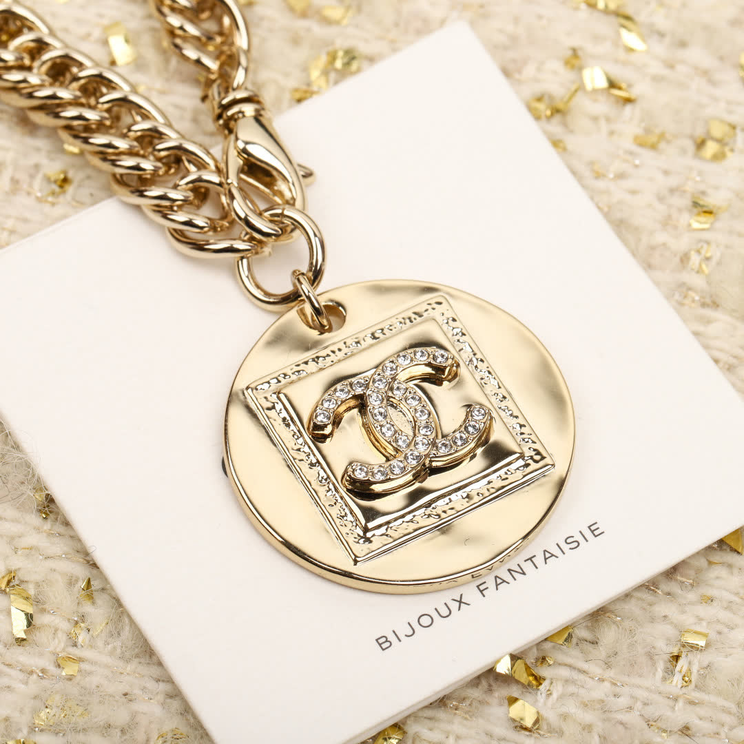 Chanel Silver Tone Chain Bracelet with CC Logo Pendant