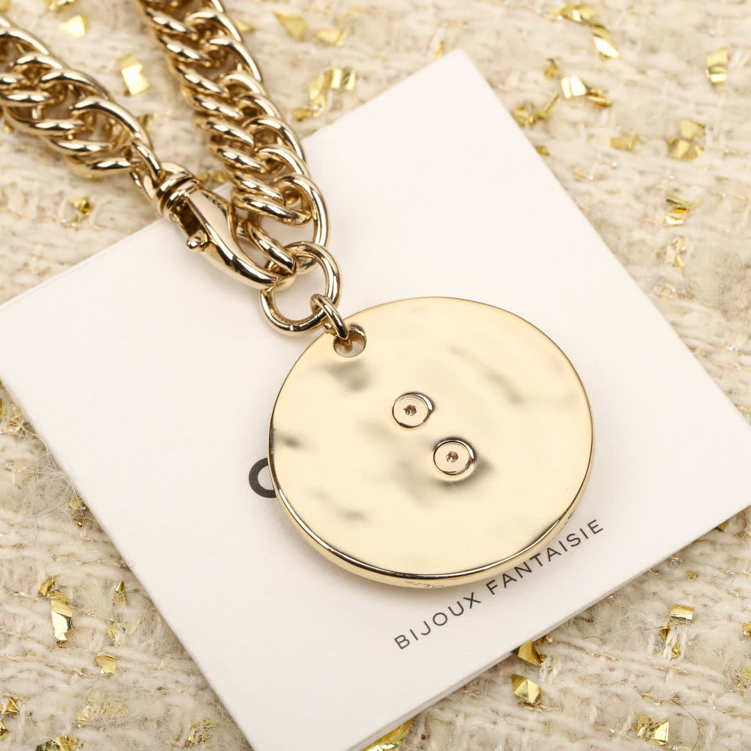 Chanel Silver Tone Chain Bracelet with CC Logo Pendant