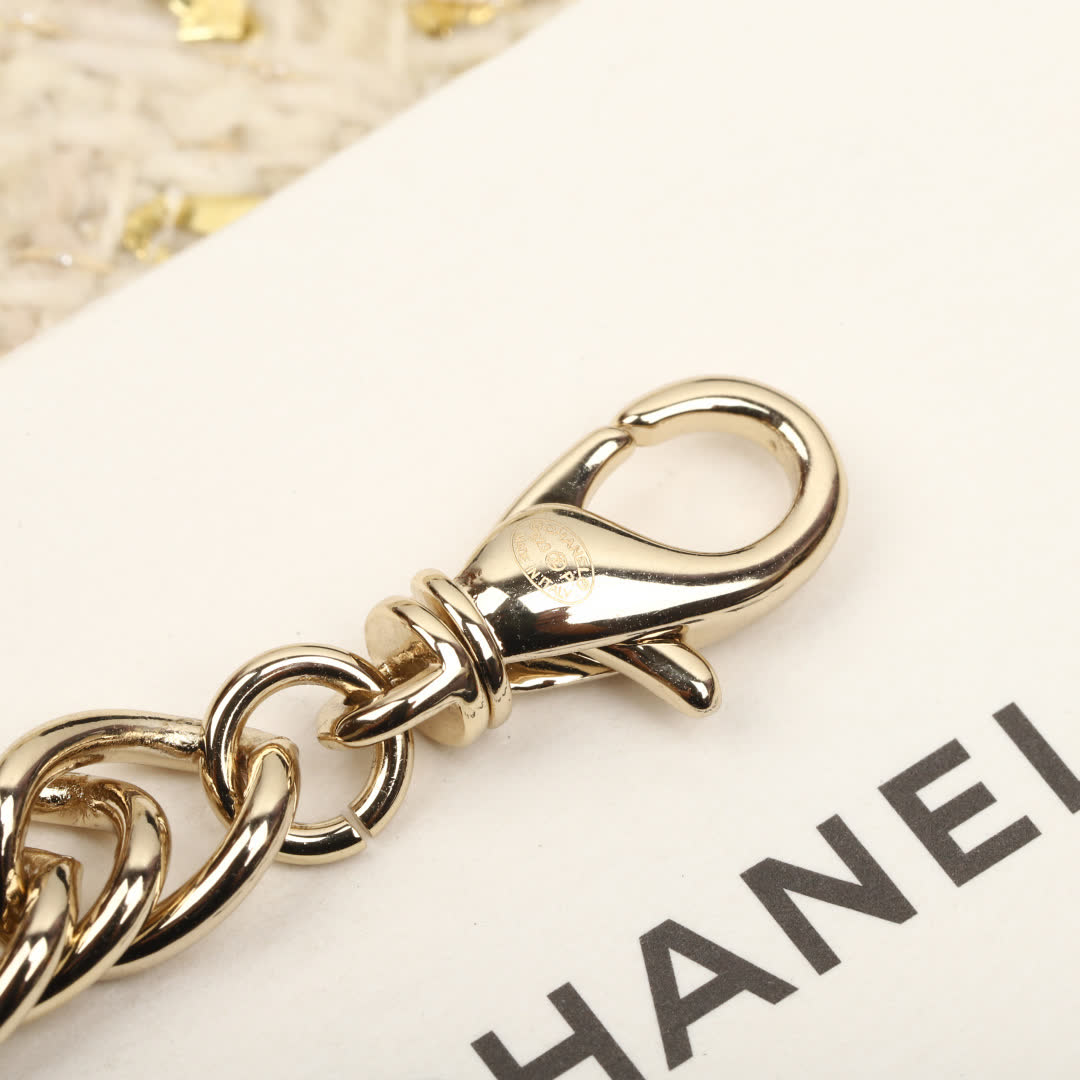 Chanel Silver Tone Chain Bracelet with CC Logo Pendant