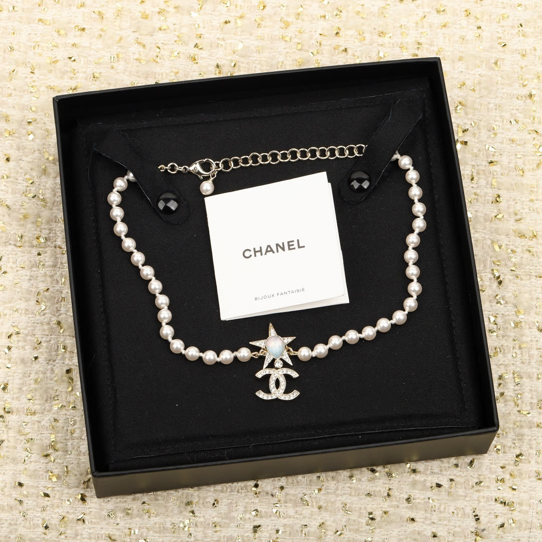 Chanel Pearl and CC Logo Necklace